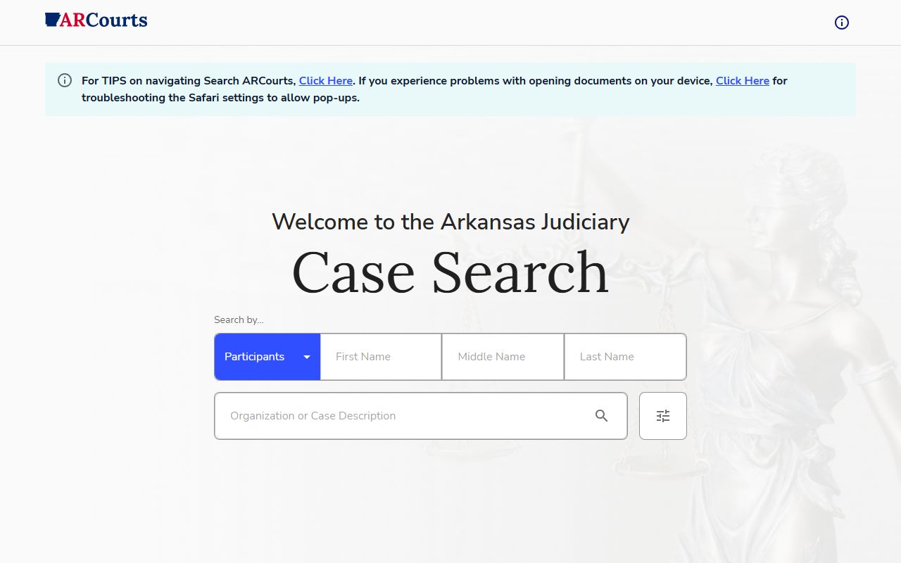 Arkansas Judiciary case search for Sharp County court records after arrest